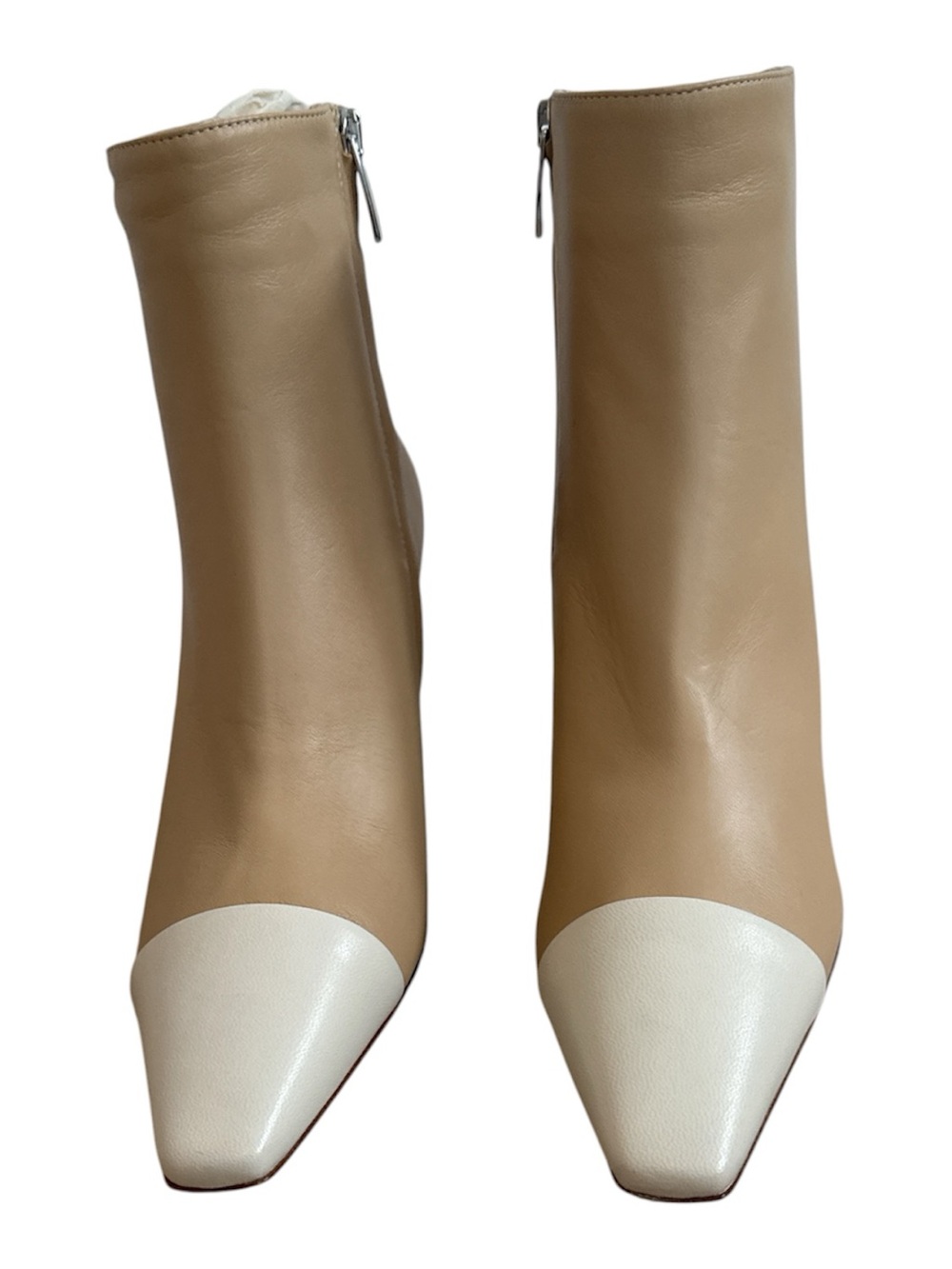 Gianvito Rossi Lucy Tan and White Women's Leather Ankle Boots 7.5 NWT